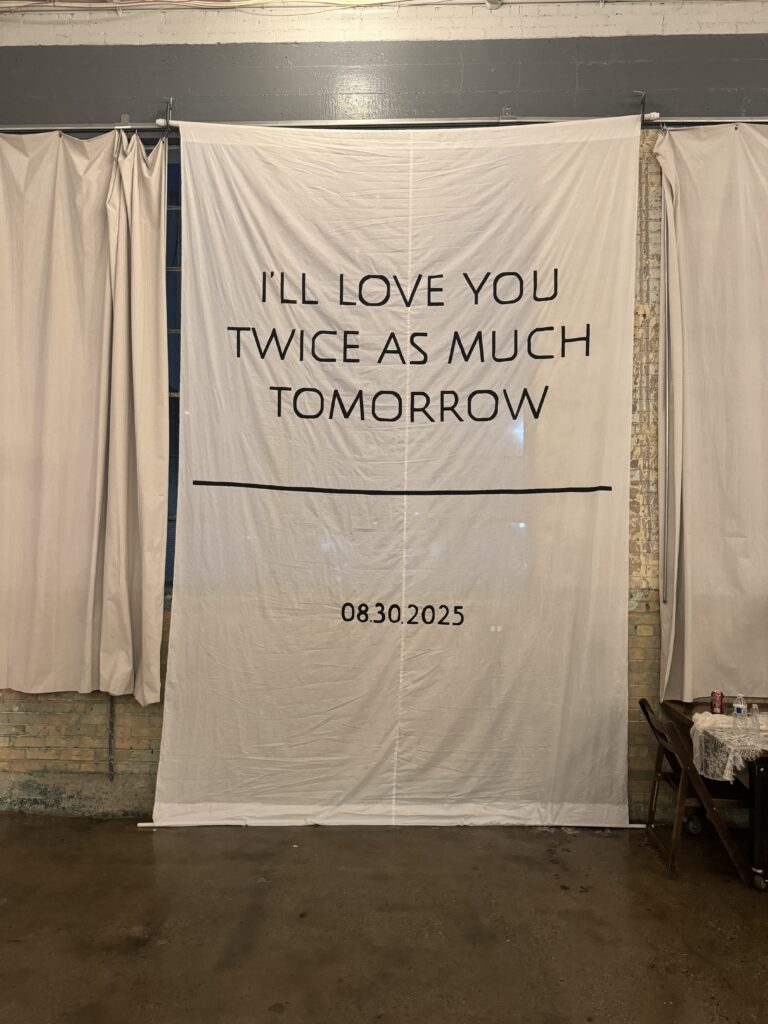 10'x15' linen wedding sign
